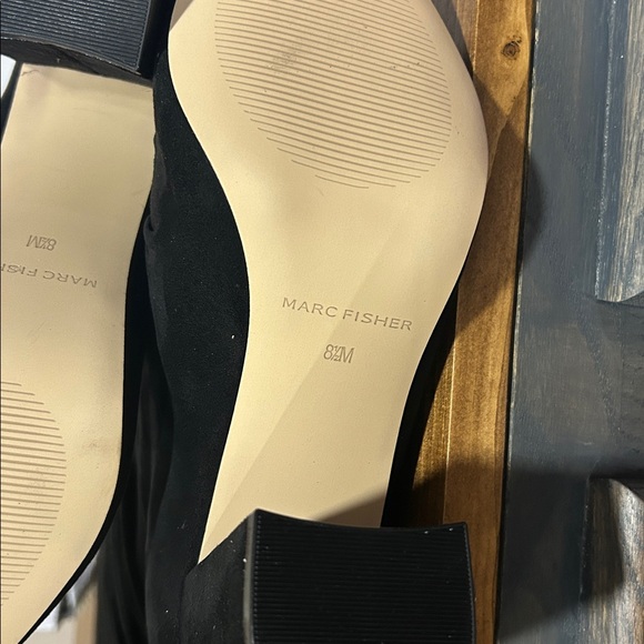 Marc Fisher Black Suede Heeled Boots new in box size 8.5 - Picture 7 of 8